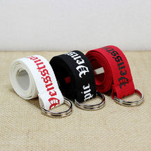 Load image into Gallery viewer, 130cm Fashion Neutral Nylon Canvas Belt Printing D Ring Double Buckle Student Belt Canvas waistband Belt with double buckle