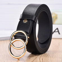 Load image into Gallery viewer, NO.ONEPAUL Designer's famous brand leatherhigh quality belt fashion alloy double ring circle buckle girl jeans dress wild belts