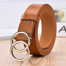 Load image into Gallery viewer, NO.ONEPAUL Designer's famous brand leatherhigh quality belt fashion alloy double ring circle buckle girl jeans dress wild belts